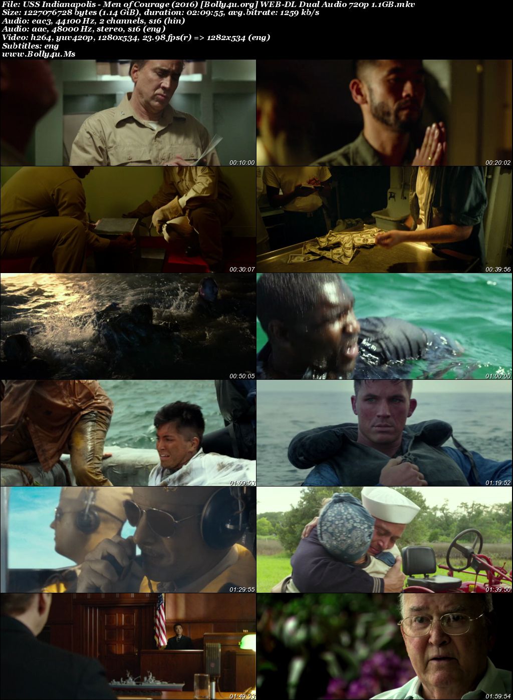 USS Indianapolis Men of Courage 2016 WEB-DL Hindi Dual Audio Full Movie Download 720p  480p